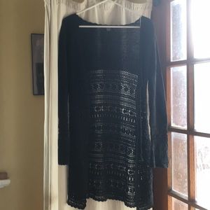 Long black knit sweater